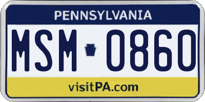 PA license plate MSM0860