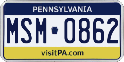 PA license plate MSM0862