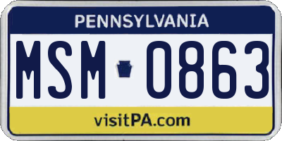 PA license plate MSM0863
