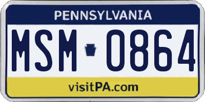PA license plate MSM0864