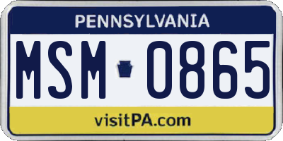 PA license plate MSM0865