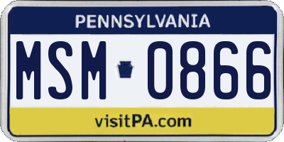 PA license plate MSM0866