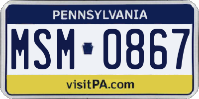 PA license plate MSM0867