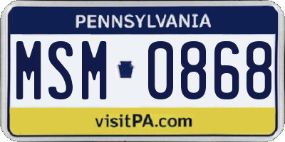 PA license plate MSM0868
