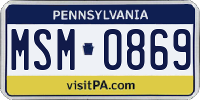 PA license plate MSM0869