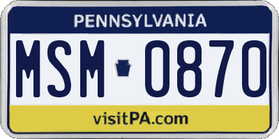 PA license plate MSM0870
