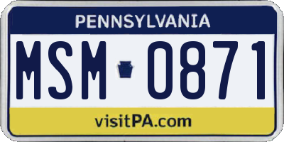 PA license plate MSM0871