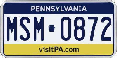 PA license plate MSM0872