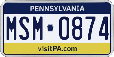 PA license plate MSM0874