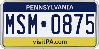 PA license plate MSM0875