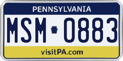 PA license plate MSM0883