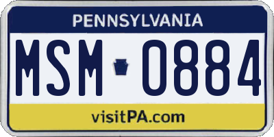 PA license plate MSM0884