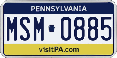 PA license plate MSM0885