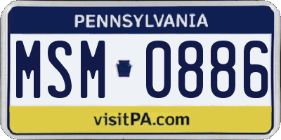 PA license plate MSM0886