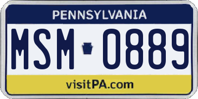 PA license plate MSM0889