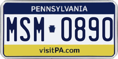 PA license plate MSM0890