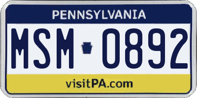 PA license plate MSM0892