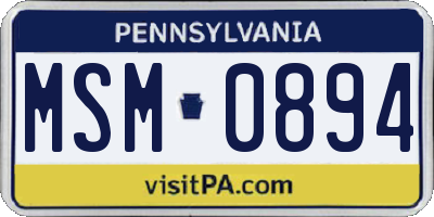 PA license plate MSM0894