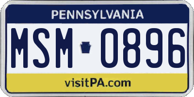 PA license plate MSM0896