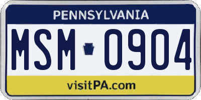 PA license plate MSM0904