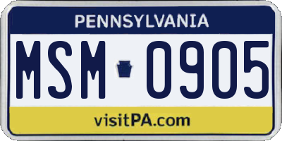 PA license plate MSM0905