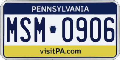 PA license plate MSM0906