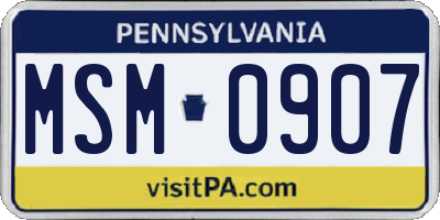 PA license plate MSM0907