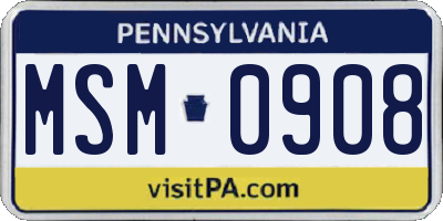 PA license plate MSM0908