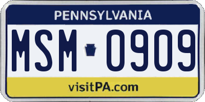 PA license plate MSM0909