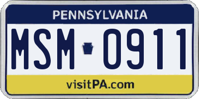 PA license plate MSM0911