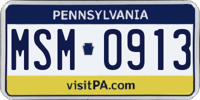 PA license plate MSM0913