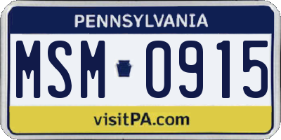 PA license plate MSM0915