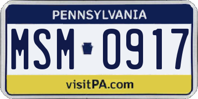 PA license plate MSM0917