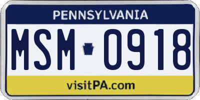 PA license plate MSM0918