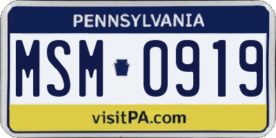 PA license plate MSM0919