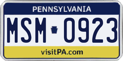 PA license plate MSM0923