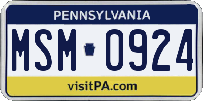 PA license plate MSM0924