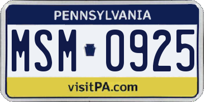PA license plate MSM0925