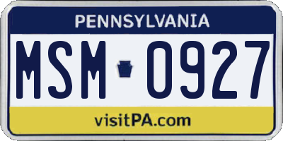PA license plate MSM0927