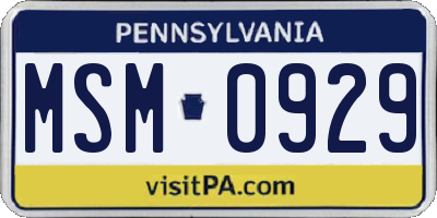 PA license plate MSM0929