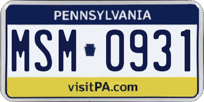 PA license plate MSM0931