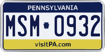 PA license plate MSM0932