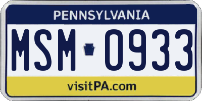 PA license plate MSM0933