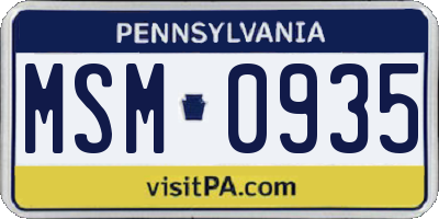 PA license plate MSM0935