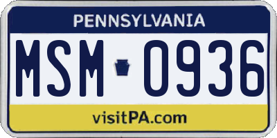 PA license plate MSM0936