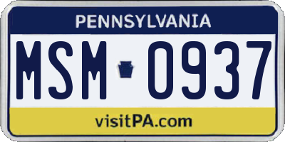 PA license plate MSM0937