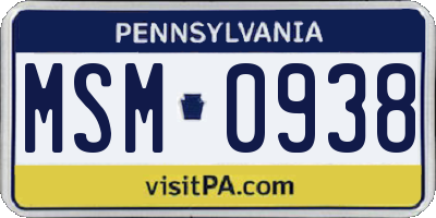 PA license plate MSM0938