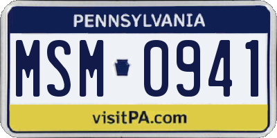 PA license plate MSM0941