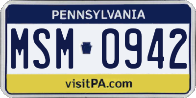 PA license plate MSM0942