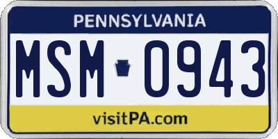 PA license plate MSM0943